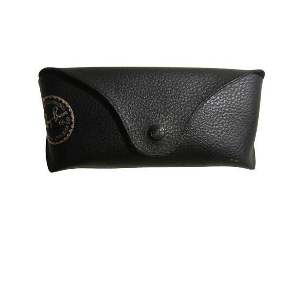 Ray-Ban Black Leather Sunglasses Case with Logo Snap Closure - Picture 1 of 4